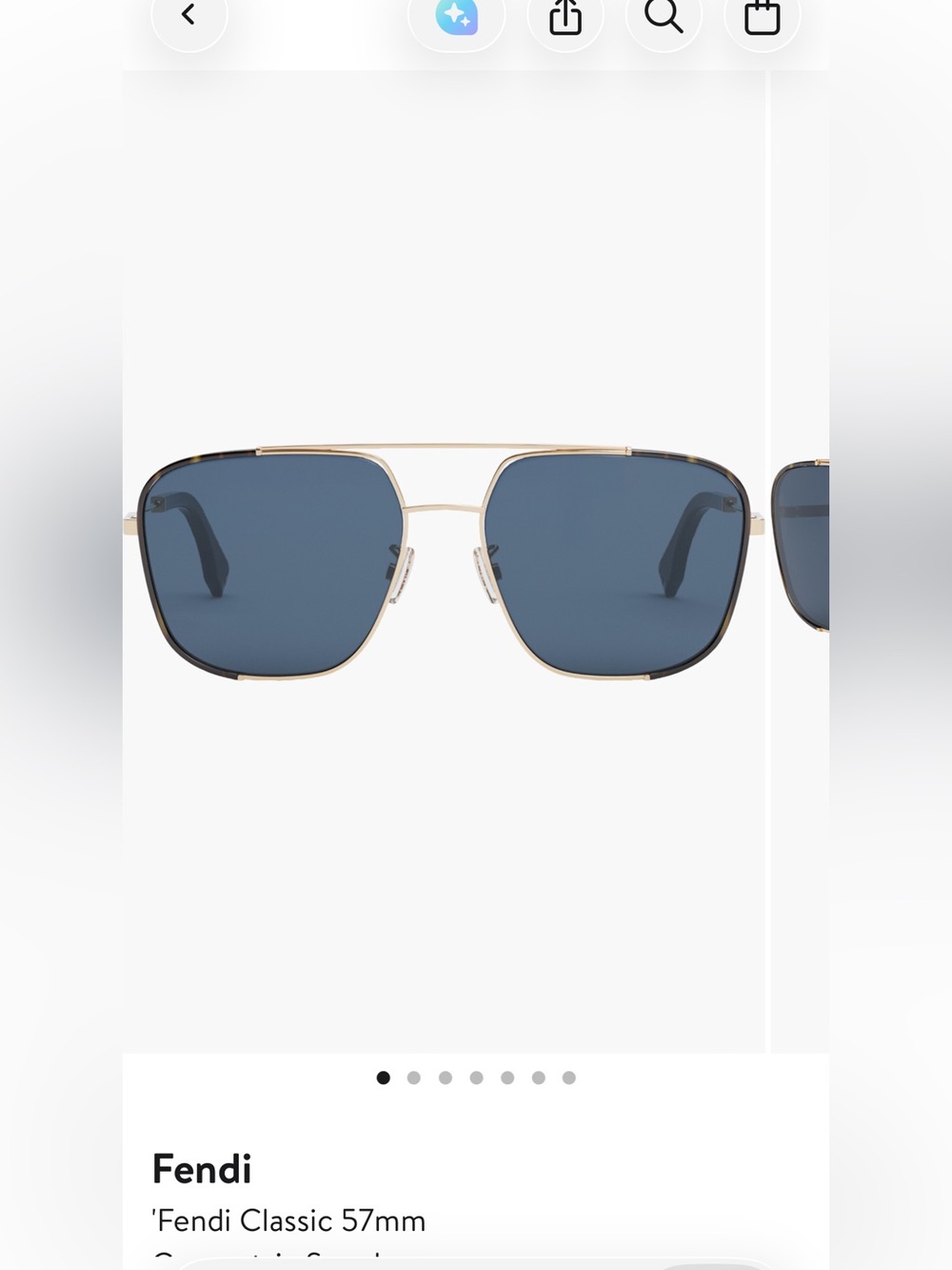 Fendi Classic 57mm Aviator Sunglasses - Blue Lenses, Gold Frame from Nordstrom